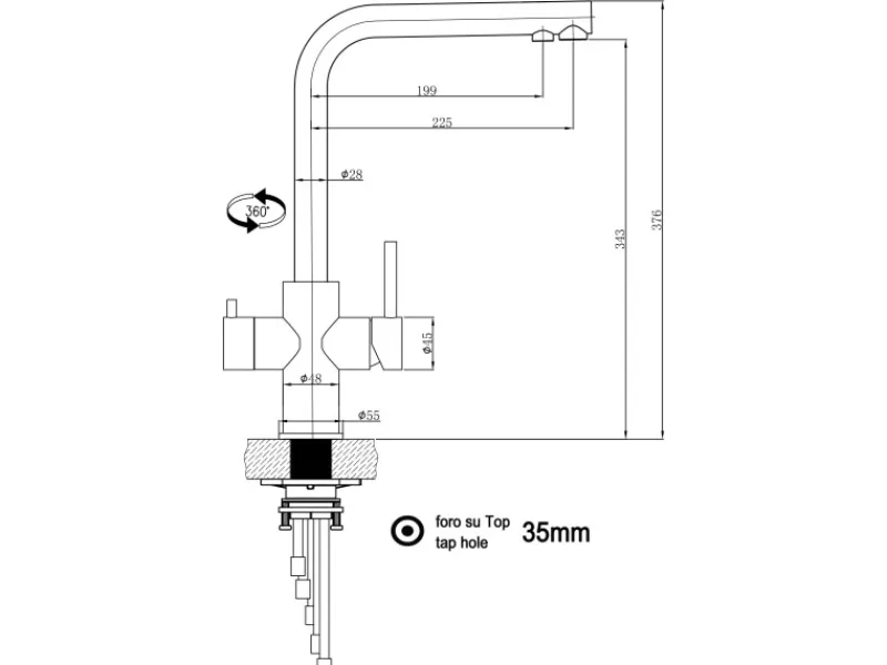 Sale VIZIO 5 Wege Wasserhahn Küchenarmatur Edelstahl Massiv mit 360° Schwenkbarem L Auslauf Hochglanz Poliert
