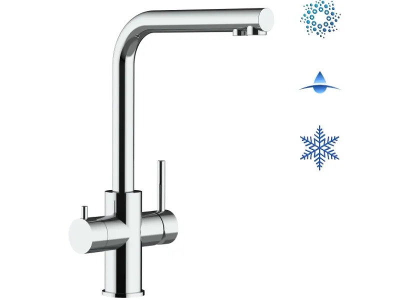 Sale VIZIO 5 Wege Wasserhahn Küchenarmatur Edelstahl Massiv mit 360° Schwenkbarem L Auslauf Hochglanz Poliert