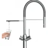 Einhebelmischer<VIZIO 3 Wege Wasserhahn Küchenarmatur BOD mit 360° Schwenkbarem Auslauf Abnehmbare 2 Strahl Handbrause Verchromt