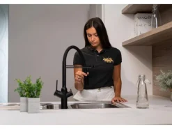 Best VIZIO 3 Wege Wasserhahn Küchenarmatur BOD mit 360° Schwenkbarem Auslauf Abnehmbare 2 Strahl Handbrause Schwarz Matt   Schwarz