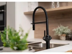 Best VIZIO 3 Wege Wasserhahn Küchenarmatur BOD mit 360° Schwenkbarem Auslauf Abnehmbare 2 Strahl Handbrause Schwarz Matt   Schwarz