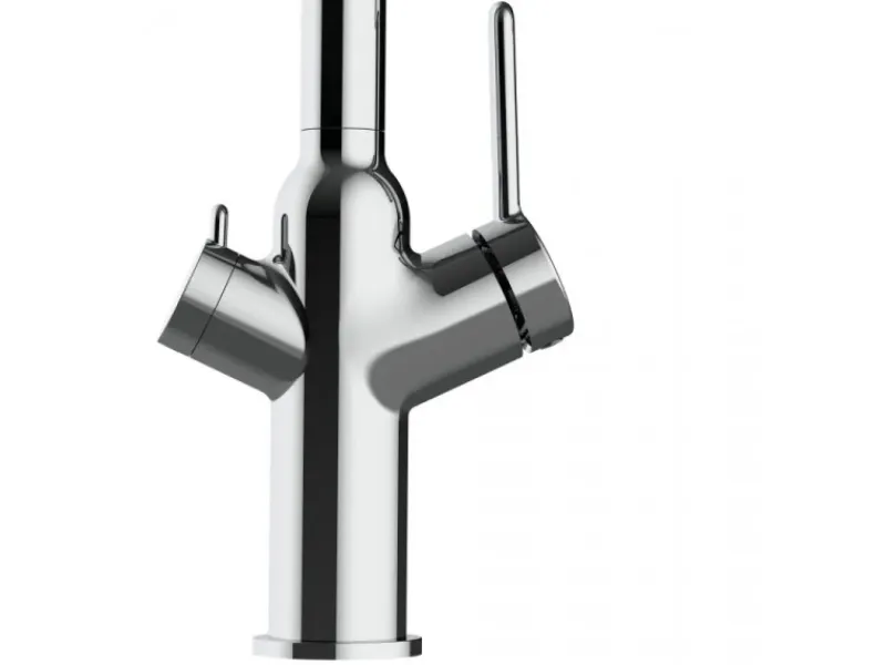 Einhebelmischer<VIZIO 4 Wege Wasserhahn Küchenarmatur BOD mit 360° Schwenkbarem Auslauf Abnehmbare 2 Strahl Handbrause Verchromt Blau