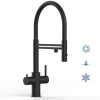 VIZIO 5 Wege Wasserhahn Küchenarmatur Edelstahl Massiv mit 360° Schwenkbarem Auslauf Abnehmbare 2 Strahl Handbrause PVD Schwarz Matt< Einhebelmischer