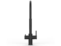 VIZIO 5 Wege Wasserhahn Küchenarmatur Edelstahl Massiv mit 360° Schwenkbarem Auslauf Abnehmbare 2 Strahl Handbrause PVD Schwarz Matt< Einhebelmischer
