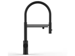 VIZIO 5 Wege Wasserhahn Küchenarmatur Edelstahl Massiv mit 360° Schwenkbarem Auslauf Abnehmbare 2 Strahl Handbrause PVD Schwarz Matt< Einhebelmischer
