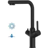 VIZIO 4 Wege Wasserhahn Küchenarmatur BOD mit 360° Schwenkbarem L Auslauf Schwarz Matt< Einhebelmischer