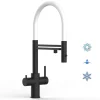VIZIO 5 Wege Wasserhahn Küchenarmatur Edelstahl Massiv mit 360° Schwenkbarem Auslauf Abnehmbare 2 Strahl Handbrause PVD Schwarz Matt   Weiß< Einhebelmischer|Zubehör Für Küchenarmatur