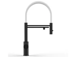 VIZIO 5 Wege Wasserhahn Küchenarmatur Edelstahl Massiv mit 360° Schwenkbarem Auslauf Abnehmbare 2 Strahl Handbrause PVD Schwarz Matt   Weiß< Einhebelmischer|Zubehör Für Küchenarmatur