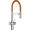 Einhebelmischer<VIZIO 4 Wege Wasserhahn Küchenarmatur FC mit 360° Schwenkbarem Auslauf Abnehmbare 2 Strahl Handbrause Verchromt   Orange