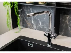 VIZIO 3 Wege Wasserhahn Küchenarmatur BOD mit 360° Schwenkbarem L Auslauf Verchromt< Einhebelmischer