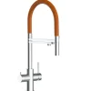 Clearance VIZIO 5 Wege Wasserhahn Küchenarmatur Edelstahl Massiv mit 360° Schwenkbarem Auslauf Abnehmbare 2 Strahl Handbrause Gebürstet   Orange