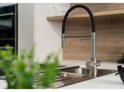 Clearance VIZIO 5 Wege Wasserhahn Küchenarmatur Edelstahl Massiv mit 360° Schwenkbarem Auslauf Abnehmbare 2 Strahl Handbrause Gebürstet   Orange