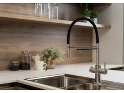 Clearance VIZIO 5 Wege Wasserhahn Küchenarmatur Edelstahl Massiv mit 360° Schwenkbarem Auslauf Abnehmbare 2 Strahl Handbrause Gebürstet   Orange