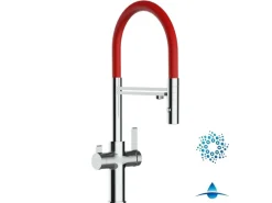 Online VIZIO 4 Wege Wasserhahn Küchenarmatur FC mit 360° Schwenkbarem Auslauf Abnehmbare 2 Strahl Handbrause Verchromt Rot