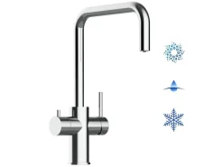 VIZIO 5 Wege Wasserhahn Küchenarmatur Edelstahl Massiv mit 360° Schwenkbarem N Auslauf Hochglanz Poliert< Einhebelmischer