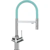 Discount VIZIO 4 Wege Wasserhahn Küchenarmatur BOD mit 360° Schwenkbarem Auslauf Abnehmbare 2 Strahl Handbrause Verchromt   Türkis