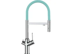 Discount VIZIO 4 Wege Wasserhahn Küchenarmatur BOD mit 360° Schwenkbarem Auslauf Abnehmbare 2 Strahl Handbrause Verchromt   Türkis