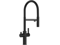 Einhebelmischer<VIZIO 3 Wege Wasserhahn Küchenarmatur FC mit 360° Schwenkbarem Auslauf Abnehmbare 2 Strahl Handbrause Schwarz Matt   Schwarz