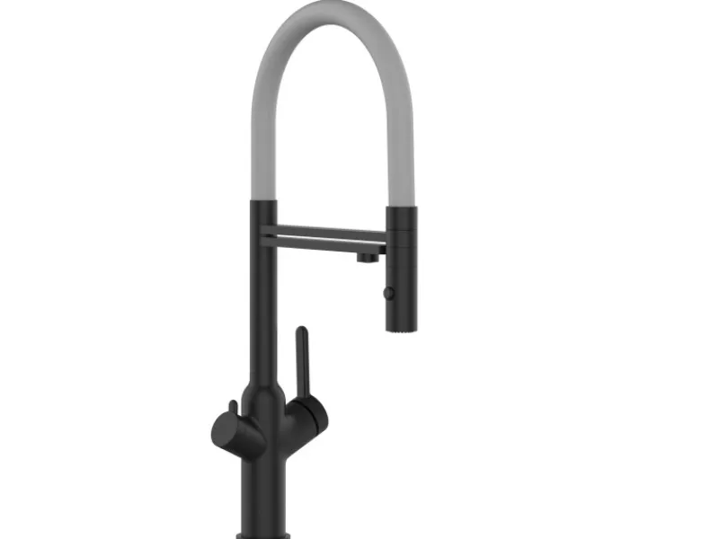 Einhebelmischer|Zubehör Für Küchenarmatur<VIZIO 4 Wege Wasserhahn Küchenarmatur BOD mit 360° Schwenkbarem Auslauf Abnehmbare 2 Strahl Handbrause Schwarz Matt Grau