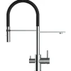 Einhebelmischer<VIZIO 3 Wege Wasserhahn Küchenarmatur FL mit 360° Schwenkbarem Auslauf Abnehmbare 2 Strahl Handbrause Verchromt   Schwarz