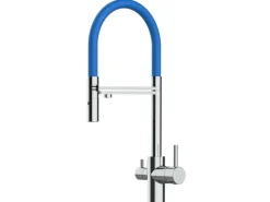 Einhebelmischer<VIZIO 3 Wege Wasserhahn Küchenarmatur FL mit 360° Schwenkbarem Auslauf Abnehmbare 2 Strahl Handbrause Verchromt   Blau