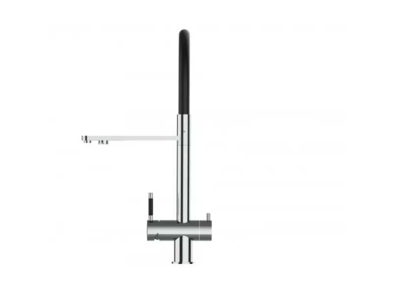 VIZIO 3 Wege Wasserhahn Küchenarmatur Edelstahl Massiv mit 360° Schwenkbarem Auslauf Abnehmbare 2 Strahl Handbrause Hochglanz Schwarz< Einhebelmischer
