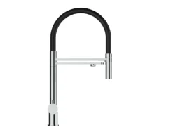 VIZIO 3 Wege Wasserhahn Küchenarmatur Edelstahl Massiv mit 360° Schwenkbarem Auslauf Abnehmbare 2 Strahl Handbrause Hochglanz Schwarz< Einhebelmischer