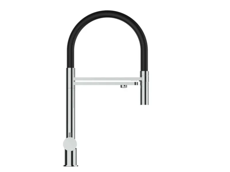 VIZIO 3 Wege Wasserhahn Küchenarmatur Edelstahl Massiv mit 360° Schwenkbarem Auslauf Abnehmbare 2 Strahl Handbrause Hochglanz Schwarz< Einhebelmischer