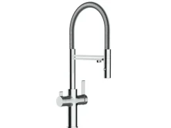 VIZIO 3 Wege Wasserhahn Küchenarmatur FC mit 360° Schwenkbarem Auslauf Abnehmbare 2 Strahl Handbrause Verchromt< Einhebelmischer