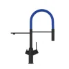 Best VIZIO 3 Wege Wasserhahn Küchenarmatur BOD mit 360° Schwenkbarem Auslauf Abnehmbare 2 Strahl Handbrause Schwarz Matt   Blau