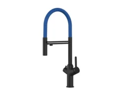 Best VIZIO 3 Wege Wasserhahn Küchenarmatur BOD mit 360° Schwenkbarem Auslauf Abnehmbare 2 Strahl Handbrause Schwarz Matt   Blau