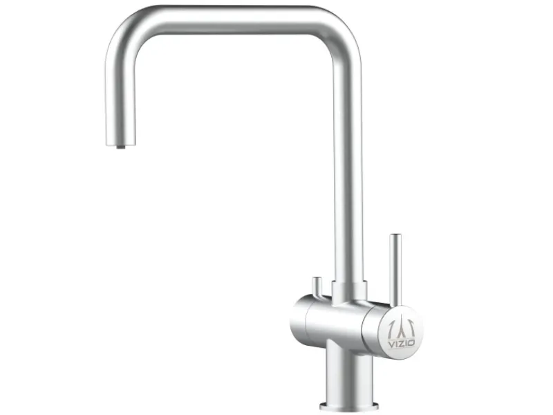 VIZIO 3 Wege Wasserhahn Küchenarmatur Edelstahl Massiv mit 360° Schwenkbarem N Auslauf Gebürstet