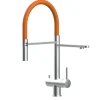 Einhebelmischer<VIZIO 3 Wege Wasserhahn Küchenarmatur Edelstahl Massiv mit 360° Schwenkbarem Auslauf Abnehmbare 2 Strahl Handbrause Gebürstet   Orange