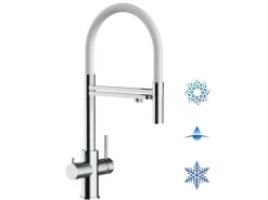 Zubehör Für Küchenarmatur|Ersatzteile Küchenarmatur<VIZIO 5 Wege Wasserhahn Küchenarmatur Edelstahl Massiv mit 360° Schwenkbarem Auslauf Abnehmbare 2 Strahl Handbrause Hochglanz   Weiß