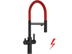 VIZIO NIEDERDRUCK 3 Wege Wasserhahn Küchenarmatur FC mit 360° Schwenkbarem Auslauf Abnehmbare 2 Strahl Handbrause Schwarz Matt   Rot< Zubehör Für Küchenarmatur