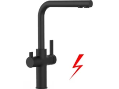 Hot VIZIO NIEDERDRUCK 3 Wege Wasserhahn Küchenarmatur FC mit 360° Schwenkbarem L Auslauf Schwarz Matt