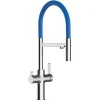 Einhebelmischer<VIZIO NIEDERDRUCK 3 Wege Wasserhahn Küchenarmatur FC mit 360° Schwenkbarem Auslauf Abnehmbare 2 Strahl Handbrause Verchromt   Blau