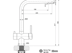 Einhebelmischer<VIZIO NIEDERDRUCK 3 Wege Wasserhahn Küchenarmatur Edelstahl Massiv 360° Schwenkbarem L Auslauf Edelstahl Gebürstet