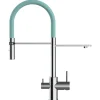 VIZIO NIEDERDRUCK 3 Wege Wasserhahn Küchenarmatur FL mit 360° Schwenkbarem Auslauf Abnehmbare 2 Strahl Handbrause Verchromt   Türkis< Einhebelmischer