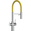 Outlet VIZIO NIEDERDRUCK 3 Wege Wasserhahn Küchenarmatur FC mit 360° Schwenkbarem Auslauf Abnehmbare 2 Strahl Handbrause Verchromt   Gelb