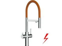 Hot VIZIO NIEDERDRUCK 3 Wege Wasserhahn Küchenarmatur FC mit 360° Schwenkbarem Auslauf Abnehmbare 2 Strahl Handbrause Verchromt   Orange