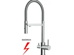 Clearance VIZIO NIEDERDRUCK 3 Wege Wasserhahn Küchenarmatur FL mit 360° Schwenkbarem Auslauf Abnehmbare 2 Strahl Handbrause Verchromt