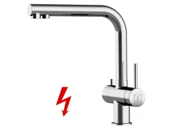 Sale VIZIO NIEDERDRUCK 3 Wege Wasserhahn Küchenarmatur Edelstahl Massiv 360° Schwenkbarem L Auslauf Hochglanz Poliert