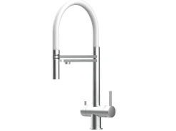 Best VIZIO NIEDERDRUCK 3 Wege Wasserhahn Küchenarmatur Edelstahl Massiv mit 360° Schwenkbarem Auslauf Abnehmbare 2 Strahl Handbrause Gebürstet   Weiß