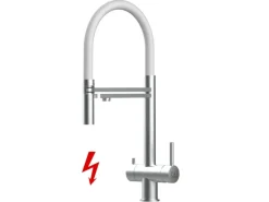 Best VIZIO NIEDERDRUCK 3 Wege Wasserhahn Küchenarmatur Edelstahl Massiv mit 360° Schwenkbarem Auslauf Abnehmbare 2 Strahl Handbrause Gebürstet   Weiß