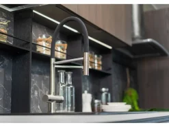 VIZIO NIEDERDRUCK 3 Wege Wasserhahn Küchenarmatur Edelstahl Massiv mit 360° Schwenkbarem Auslauf Abnehmbare 2 Strahl Handbrause Gebürstet   Rot< Einhebelmischer