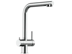 VIZIO NIEDERDRUCK 3 Wege Wasserhahn Küchenarmatur Edelstahl Massiv 360° Schwenkbarem L Auslauf Hochglanz Poliert< Einhebelmischer