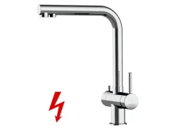 VIZIO NIEDERDRUCK 3 Wege Wasserhahn Küchenarmatur Edelstahl Massiv 360° Schwenkbarem L Auslauf Hochglanz Poliert< Einhebelmischer