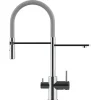 Einhebelmischer<VIZIO NIEDERDRUCK 3 Wege Wasserhahn Küchenarmatur FL mit 360° Schwenkbarem Auslauf Abnehmbare 2 Strahl Handbrause Verchromt   Grau