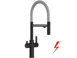 Sale VIZIO NIEDERDRUCK 3 Wege Wasserhahn Küchenarmatur FC mit 360° Schwenkbarem Auslauf Abnehmbare 2 Strahl Handbrause Schwarz Matt   Grau